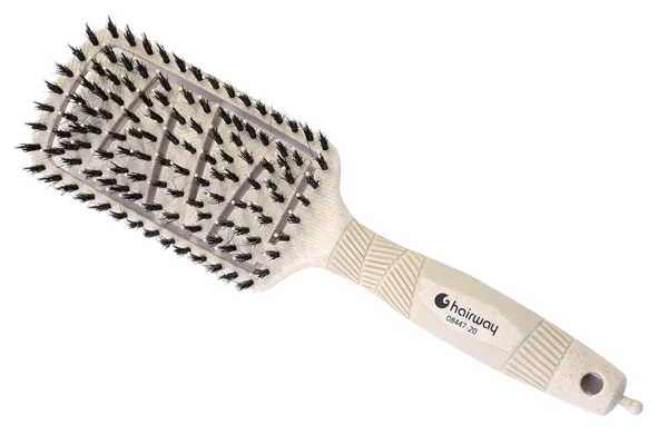 Щетка Hairway Eco массажная 8 рядов бежевая с нат. щетиной