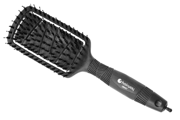 Щетка Hairway Eco массажная 8 рядов черная с нат. щетиной